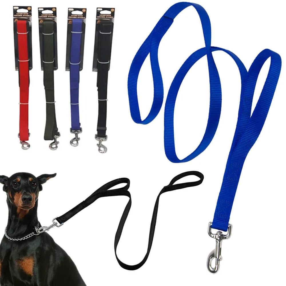 2 Dog Leash Control Handle Heavy Duty Nylon Lead Rope Train Walking Harness 48"L