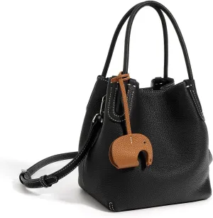 2024 Bucket Handbags For Women Bag Lychee Pattern First Layer Cowhide Leather Bucket Cabbage Blue Bag Handheld