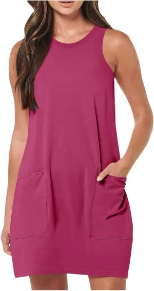 2025 Women's Beach Sundress Sleeveless Petite Loose Fit Tank Mini Dresses Casual Vacation Summer Beachwear