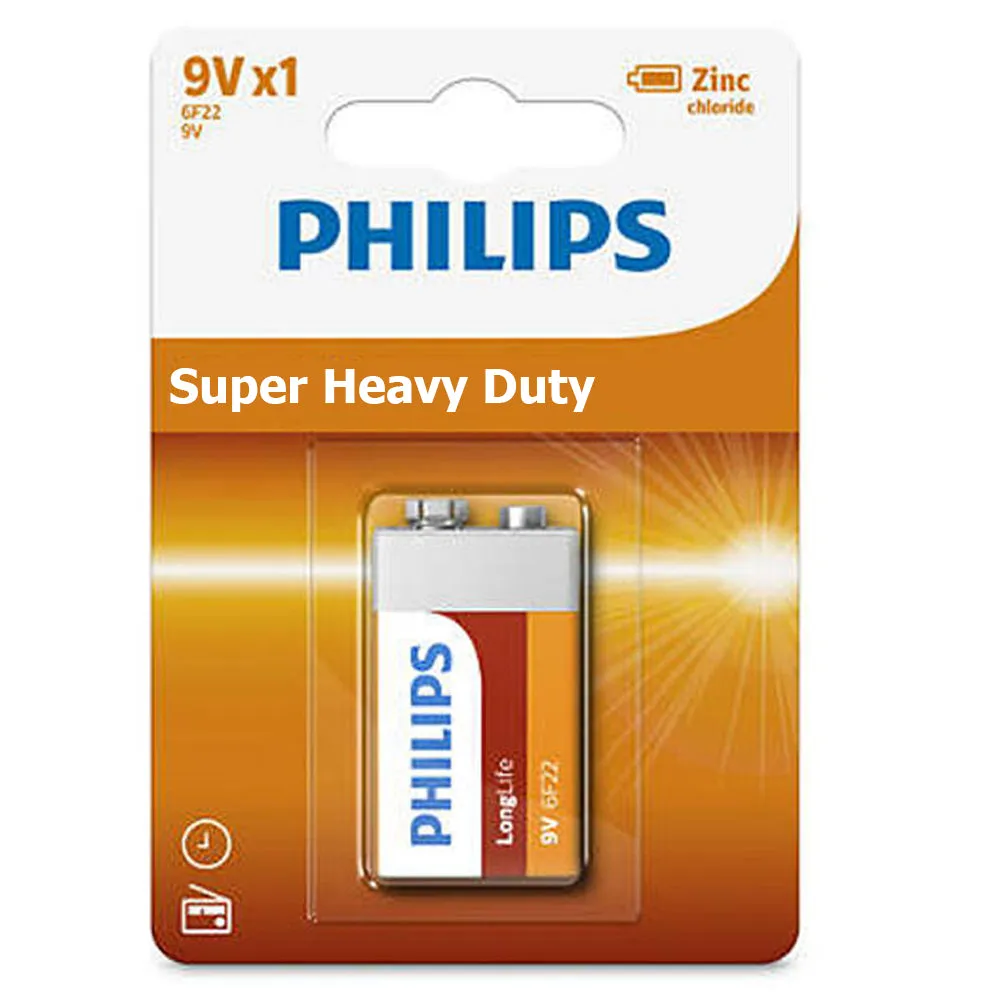 4 Pc Philips 9V Batteries 9 Volt Super Heavy Duty Battery 6F22 Made Usa Exp 2022