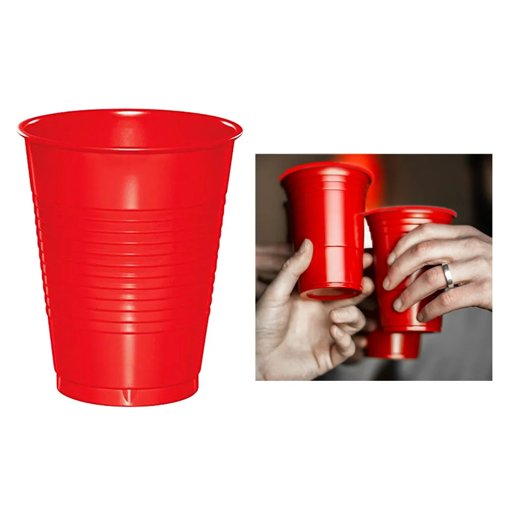 64 Count Disposable Plastic Cups Red Party Cups Strong Sturdy Red Reusable 16oz