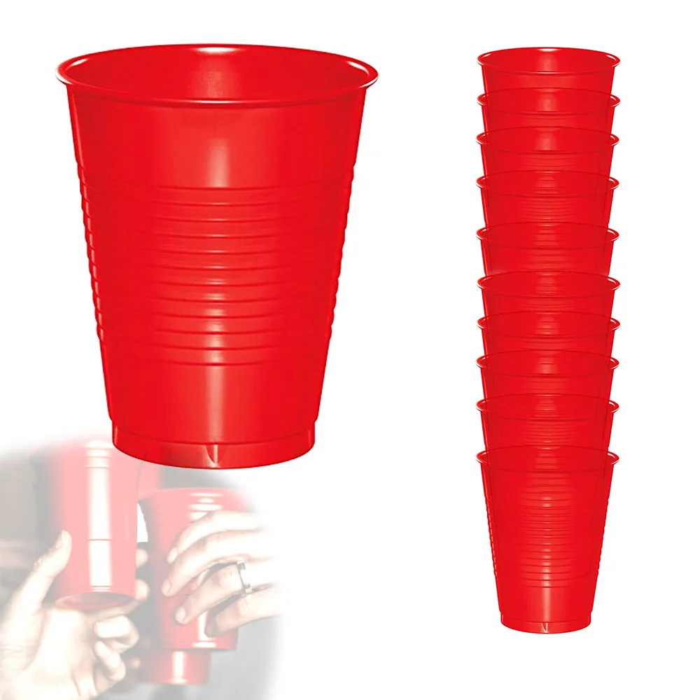 64 Count Disposable Plastic Cups Red Party Cups Strong Sturdy Red Reusable 16oz