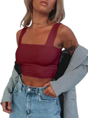 Abardsion Women's Sexy Sleeveless Skinny Basic Strappy Crop Tank Tops 2024