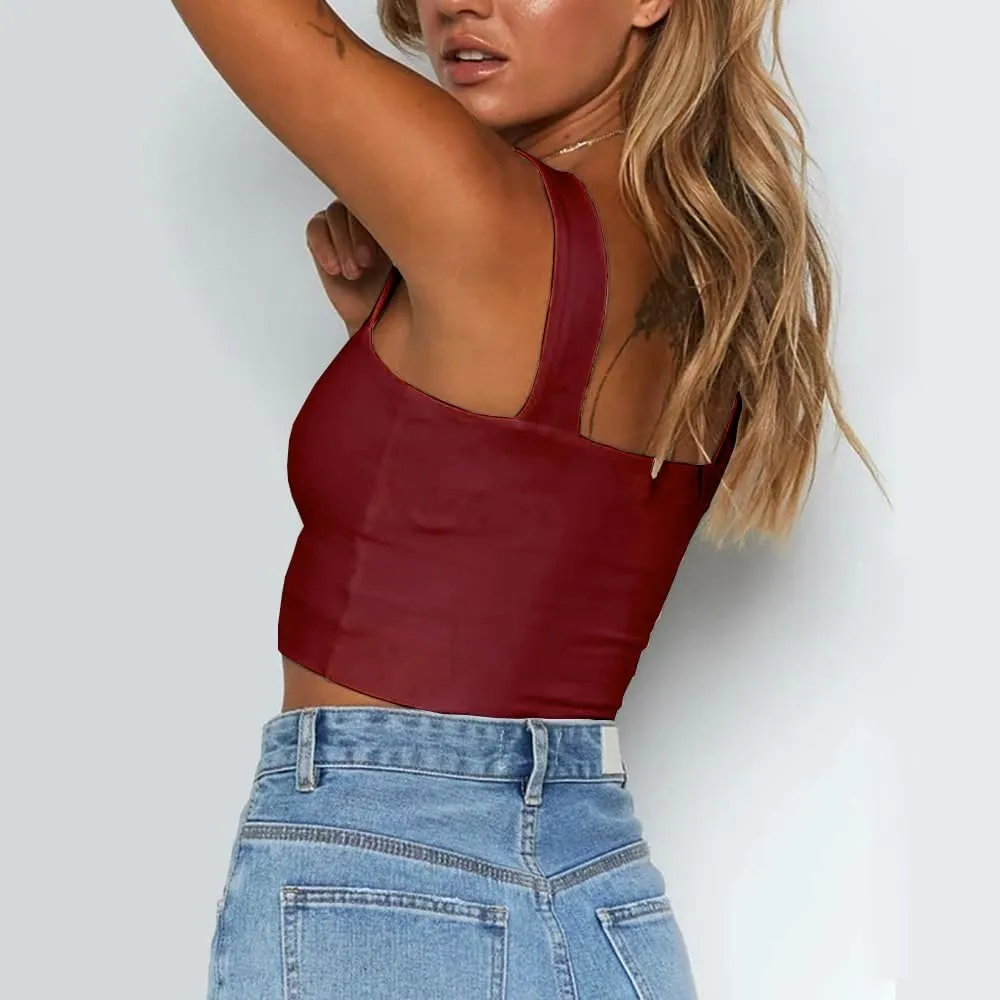 Abardsion Women's Sexy Sleeveless Skinny Basic Strappy Crop Tank Tops 2024