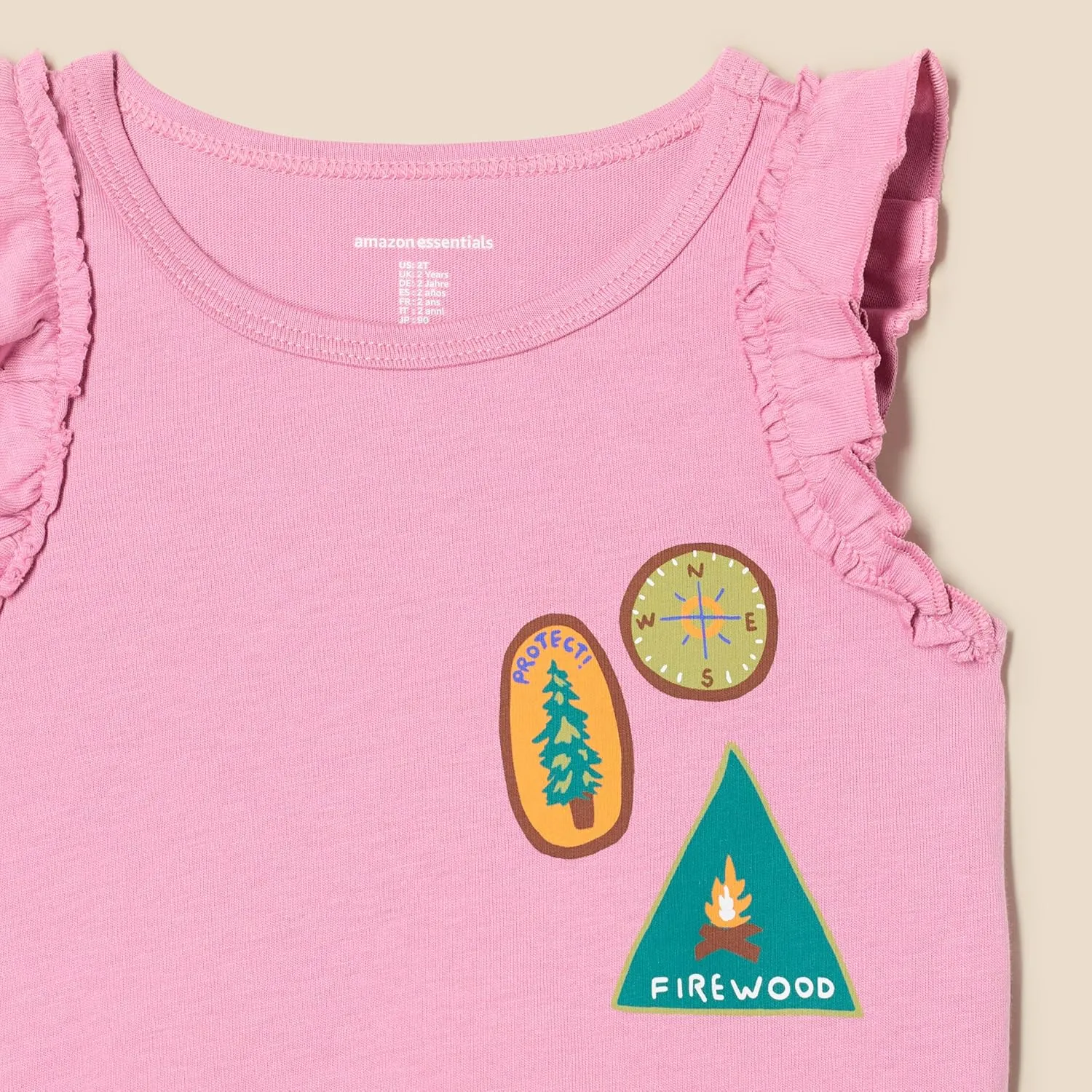 Amazon Essentials Girls and Toddlers' Ruffle Tank Tops, Pack of 3