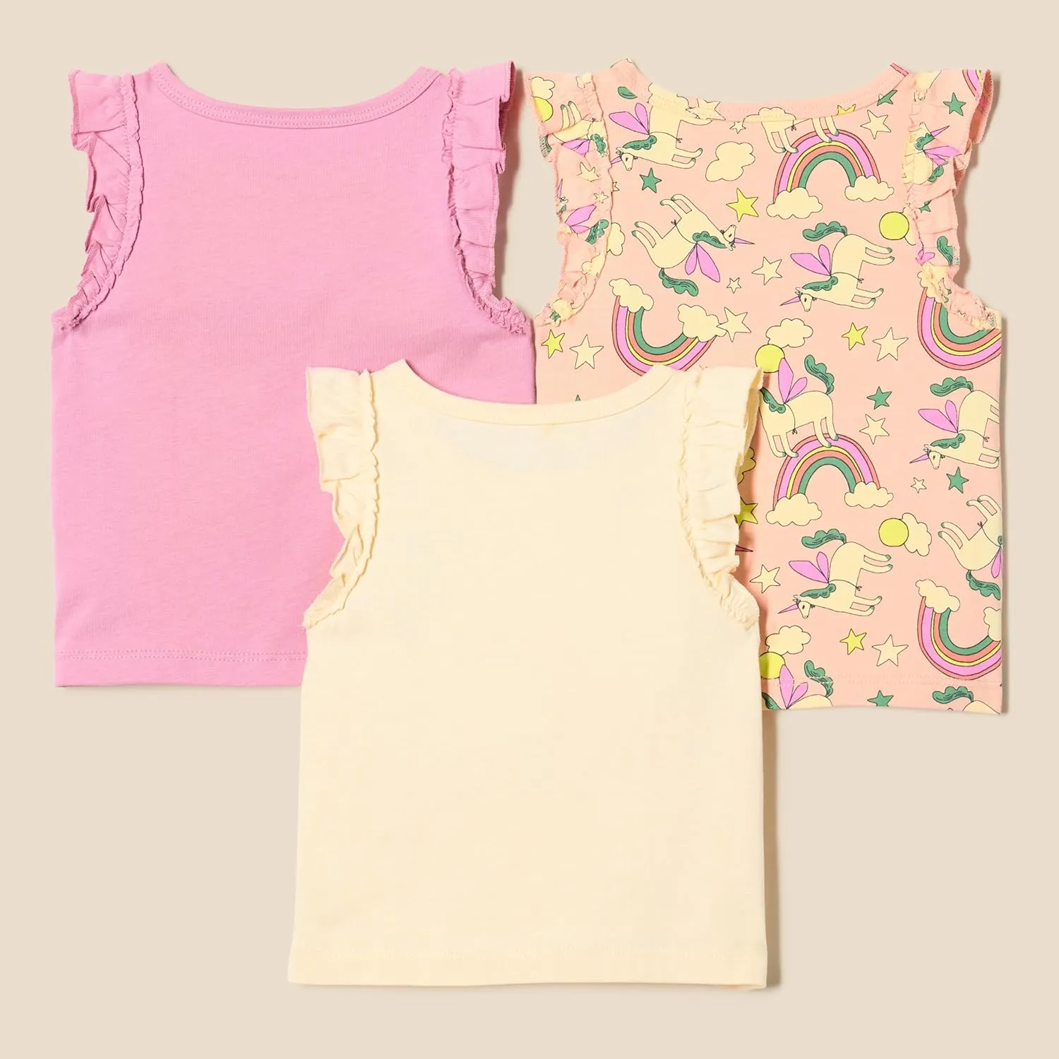 Amazon Essentials Girls and Toddlers' Ruffle Tank Tops, Pack of 3