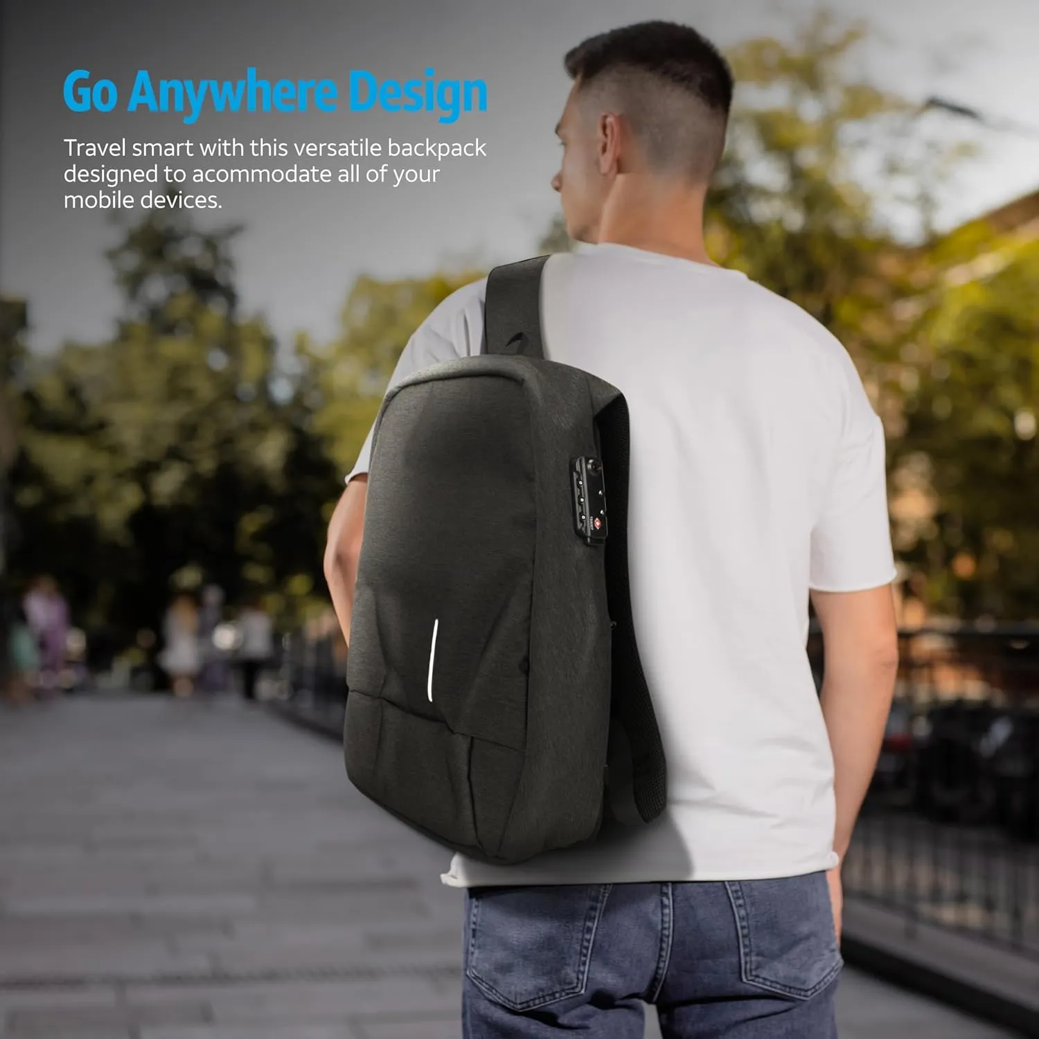 AT&T Essentials 15" Laptop Backpack - School/College Bag with USB Port, TSA Lock, Anti-Theft & Waterproof