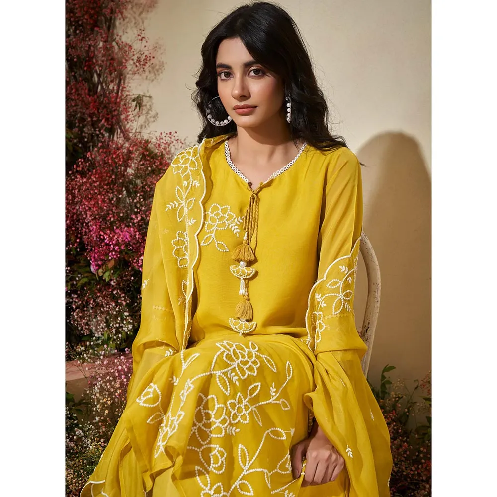 Autumnlane Veda Amber Full Work Kurta with Pant and Dupatta (Set of 3)