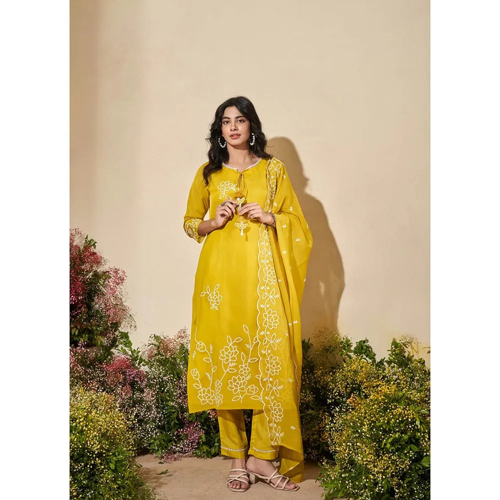 Autumnlane Veda Amber Full Work Kurta with Pant and Dupatta (Set of 3)