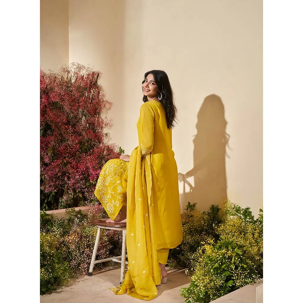 Autumnlane Veda Amber Full Work Kurta with Pant and Dupatta (Set of 3)