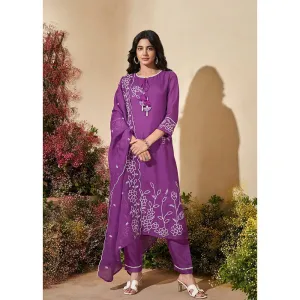 Autumnlane Veda Orchid Full Work Kurta with Pant and Dupatta (Set of 3)