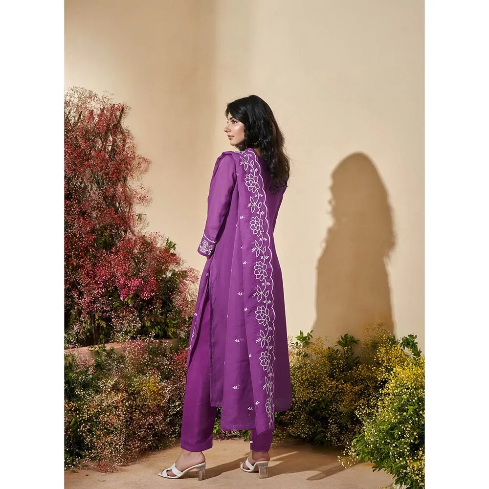 Autumnlane Veda Orchid Full Work Kurta with Pant and Dupatta (Set of 3)