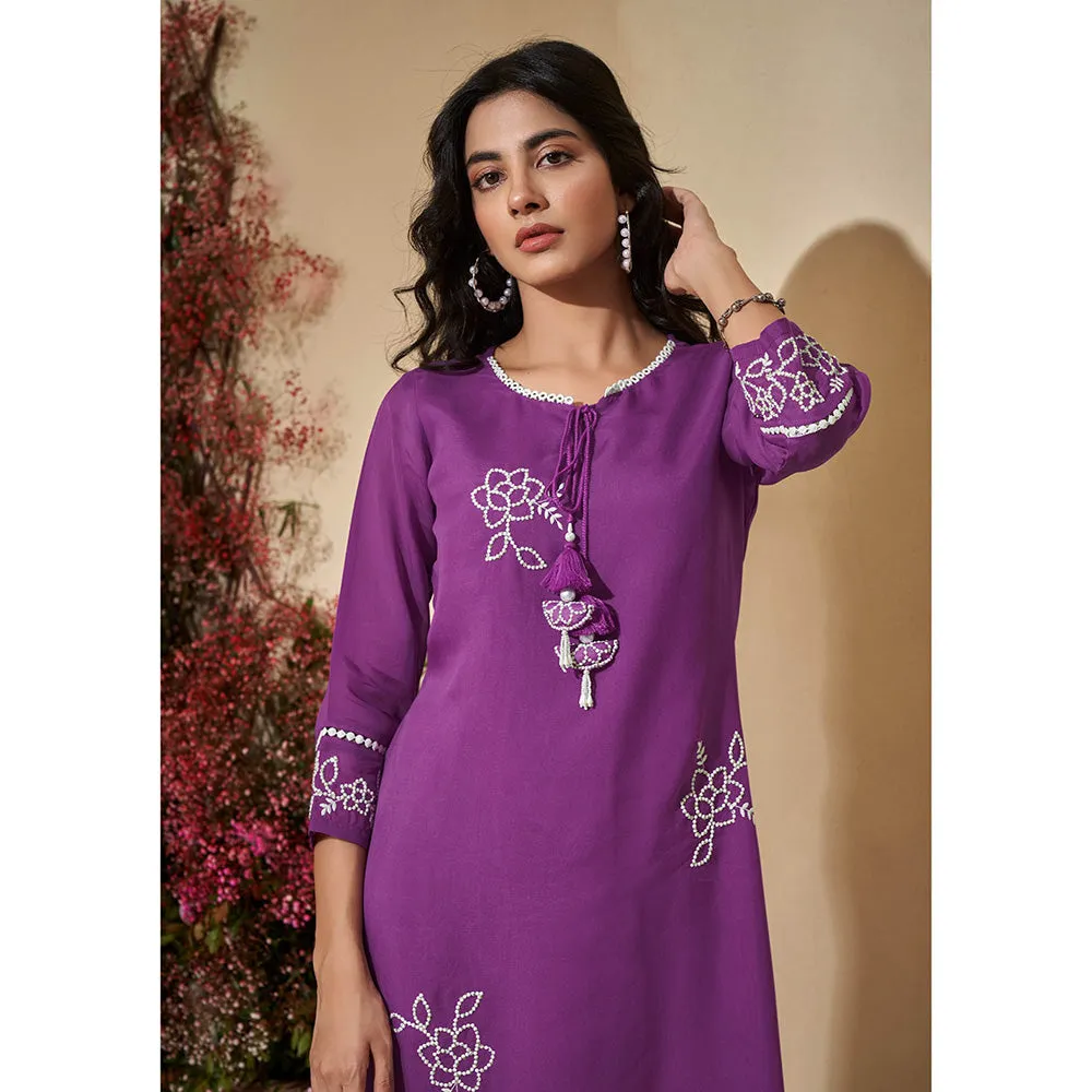 Autumnlane Veda Orchid Full Work Kurta with Pant and Dupatta (Set of 3)