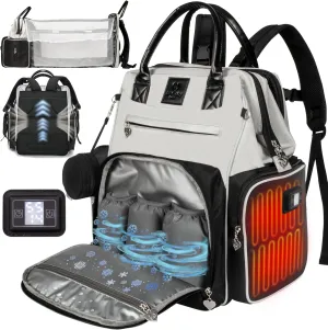 Award-Winning Smart Baby Backpack Diaper Bag with Changing Station  Heated Pockets, Temp Control, Insulated Slots, Water-Resistant Nylon, Organizational Pockets, Baby Essentials Travel Bag, Newborn