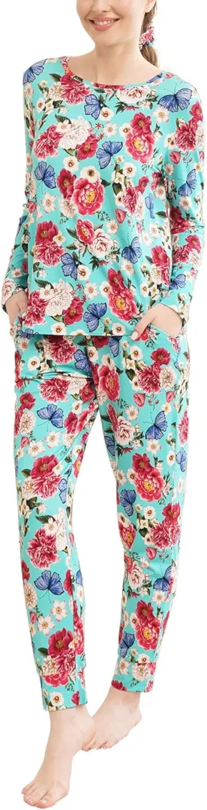 Bamboo Viscose Jogger Pajama Set for Women Long Sleeve Super Soft Sleep Set Comfy Pjs Sets