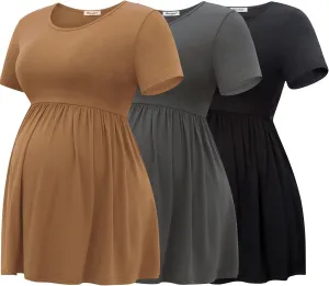 Bearsland Maternity Tops Short Sleeve Scoop Neck Breastfeeding Shirt Pregnancy Clothes