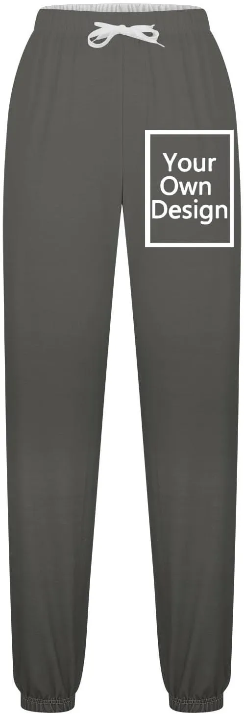 Binmer Custom Sweatpants Jogger Pants for Womens, Personalized Design Your Own Add Image Text Photo Drawstring Sport Trousers