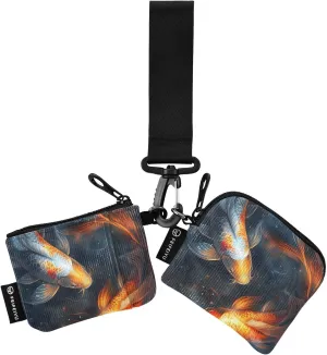 Bolaz Mini Zip Around Wristlet Wallet for WomenDetachable Dual Pouch Card Wallet for Sports Outdoor Men Travel-Wallpaper for Smart Phone Koi Fish