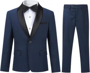 Boyland Boys Tuxedo Suit Shawl Lapel 2 Pieces Slim Fit Suit Jacket Pants Suit Set Prom Party