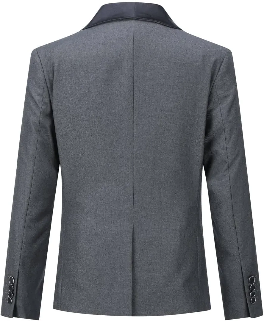 Boyland Boys Tuxedo Suit Shawl Lapel 2 Pieces Slim Fit Suit Jacket Pants Suit Set Prom Party