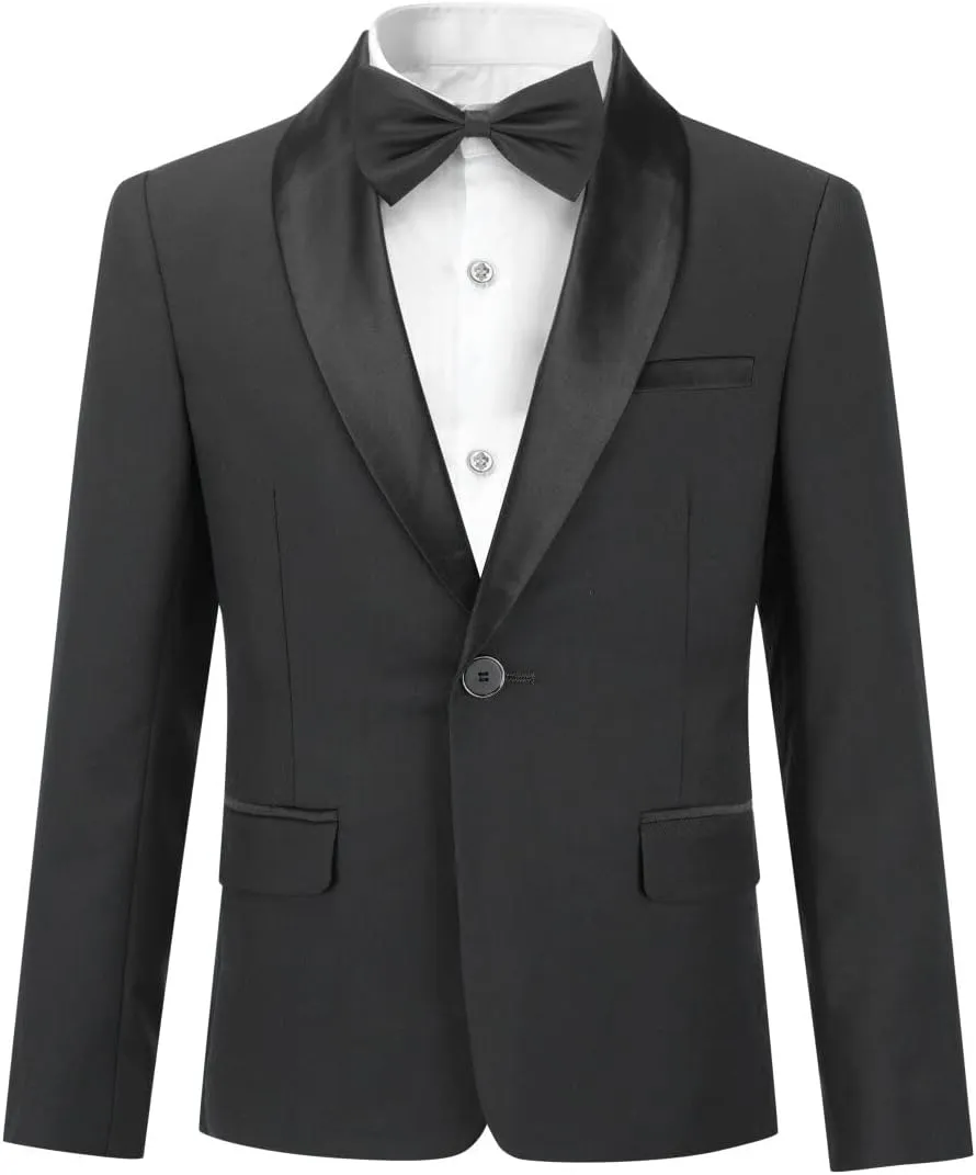 Boyland Boys Tuxedo Suit Shawl Lapel 2 Pieces Slim Fit Suit Jacket Pants Suit Set Prom Party
