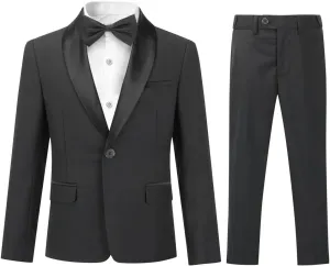 Boyland Boys Tuxedo Suit Shawl Lapel 2 Pieces Slim Fit Suit Jacket Pants Suit Set Prom Party