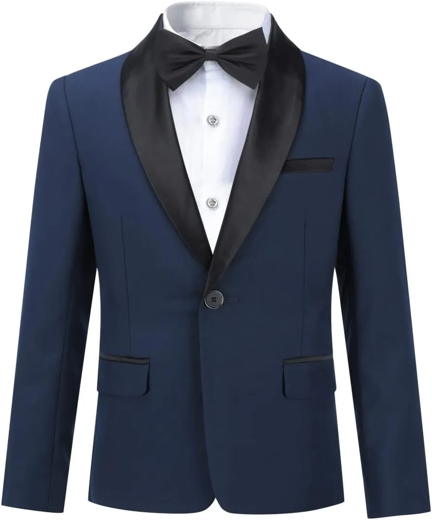 Boyland Boys Tuxedo Suit Shawl Lapel 2 Pieces Slim Fit Suit Jacket Pants Suit Set Prom Party