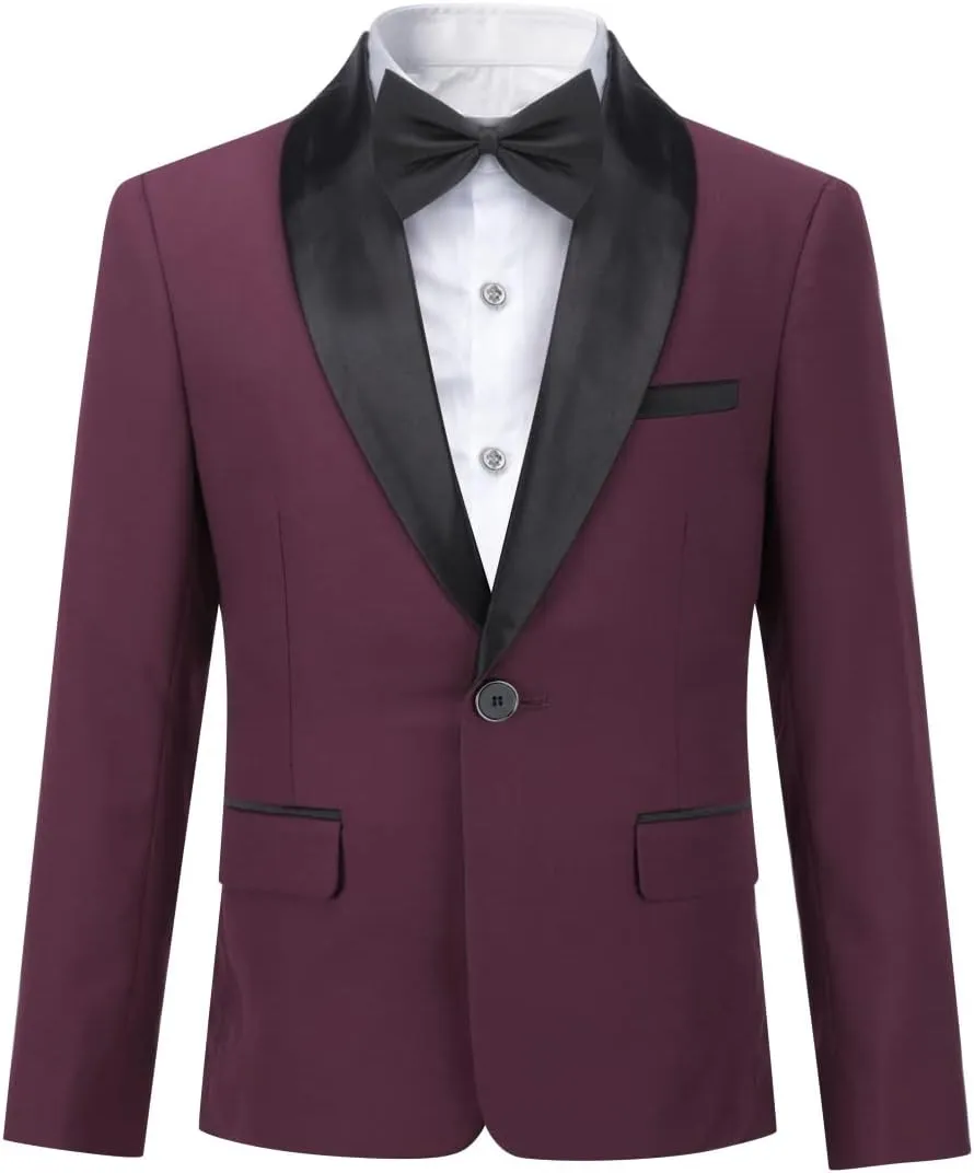 Boyland Boys Tuxedo Suit Shawl Lapel 2 Pieces Slim Fit Suit Jacket Pants Suit Set Prom Party