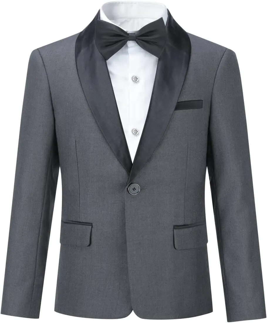 Boyland Boys Tuxedo Suit Shawl Lapel 2 Pieces Slim Fit Suit Jacket Pants Suit Set Prom Party