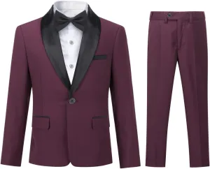 Boyland Boys Tuxedo Suit Shawl Lapel 2 Pieces Slim Fit Suit Jacket Pants Suit Set Prom Party