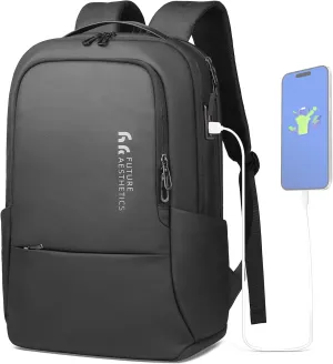 Business Smart Backpack for 15.6 Inch Laptop with USB Charging Port Lightweight High Tech Casual Computer Daypack Water-Resistant for Business College Travel Weekend-Black