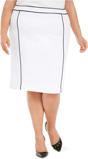 Calvin Klein Womens White Knee Length Pencil Wear to Work Skirt Size 22W