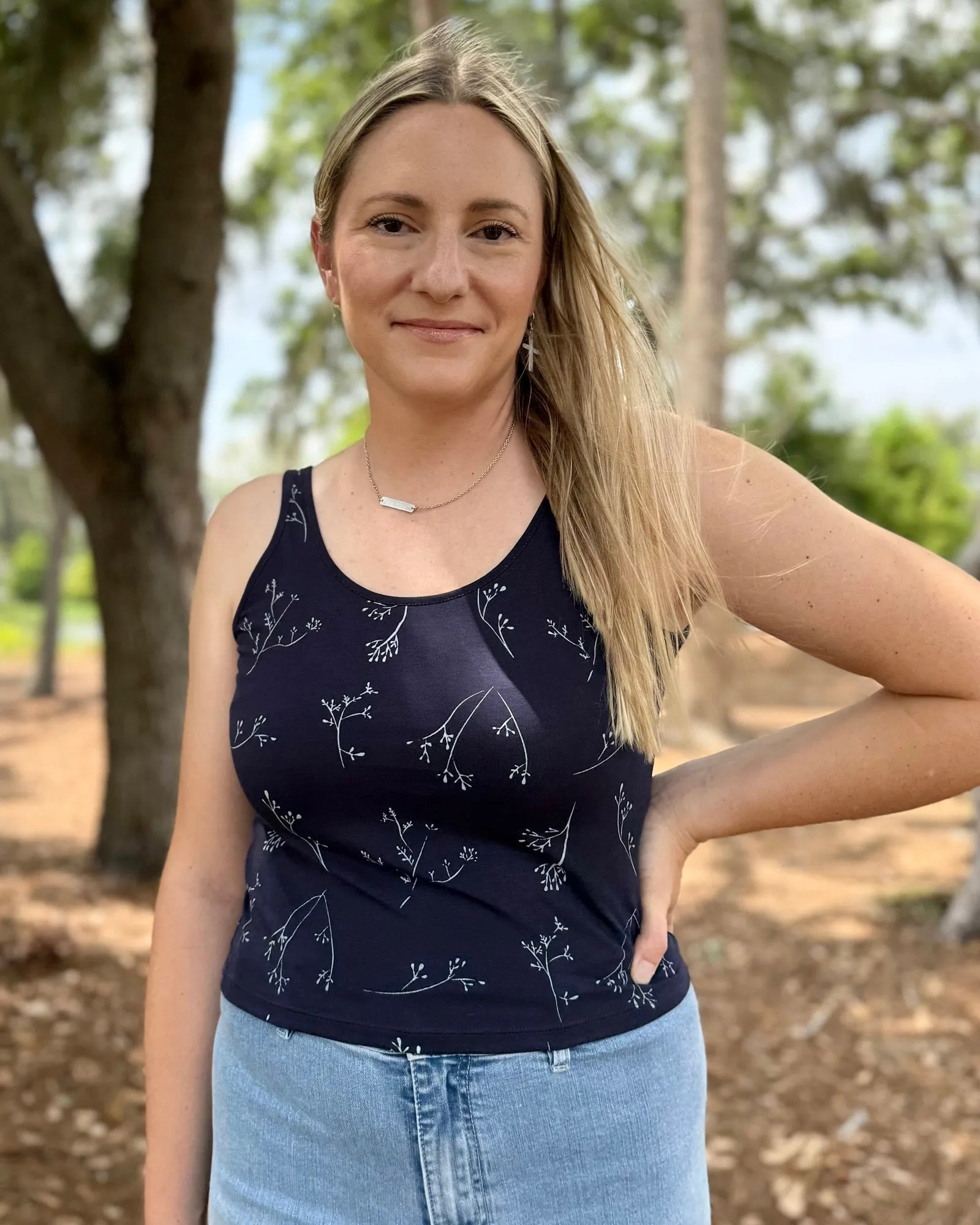 CAMILA first-layer printed tank in Navy/White