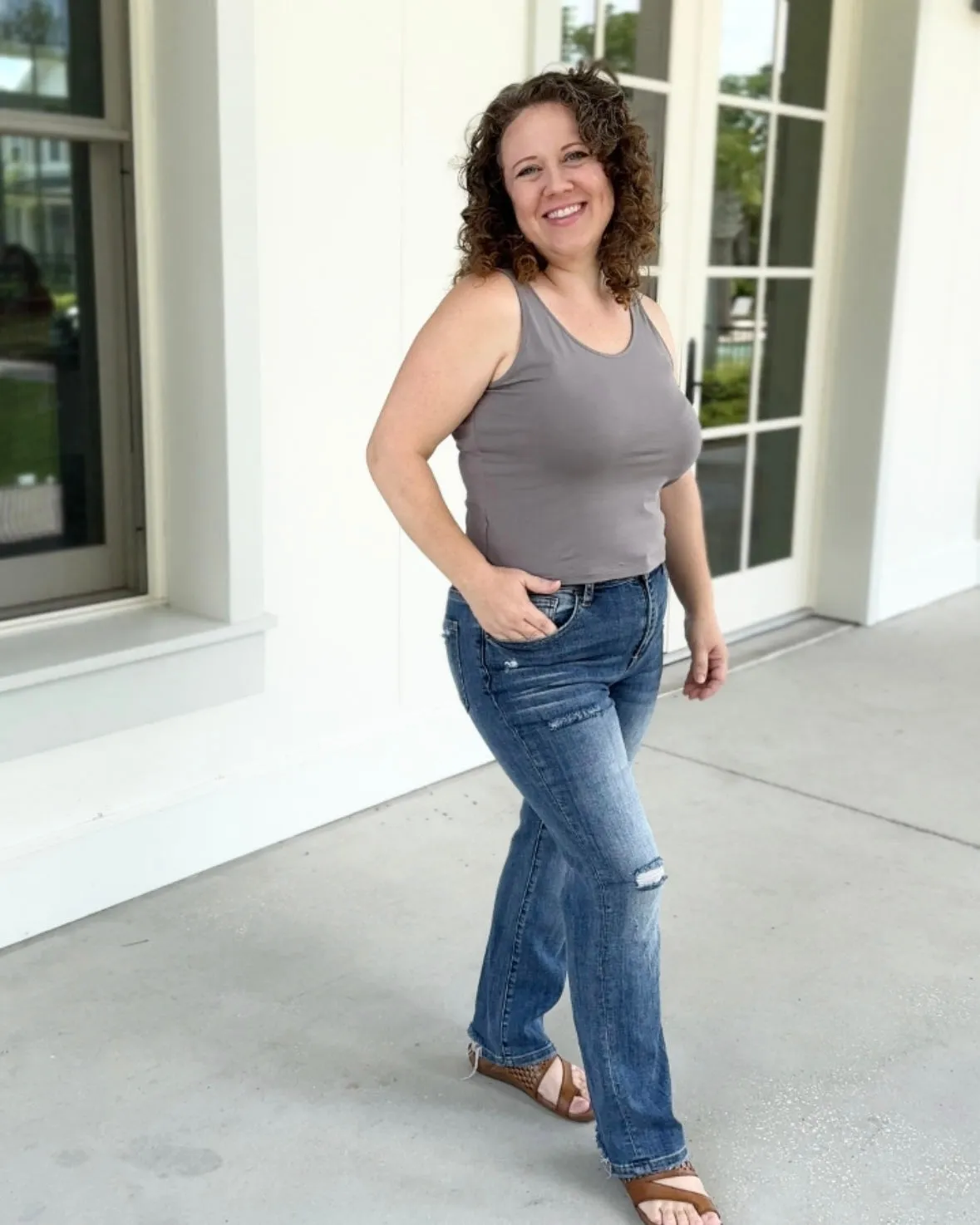 CAMILA first-layer tank in Circular Grey