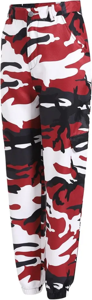 Camo Cargo Pants for Women Fashion Y2K High Waist Military Army Cargo Pants Sweatpants with Pockets Jogger Trousers