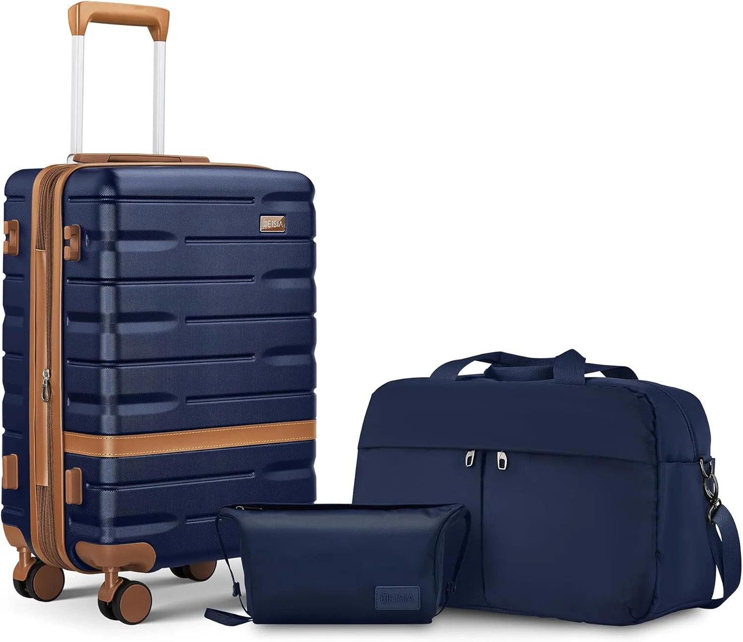 Carry On Luggage Set 22x14x9 Airline Approved Expandable Hard Shell Suitcase with Spinner Wheels TSA Lock3 Piece Lightweight Travel Luggage (Navy)