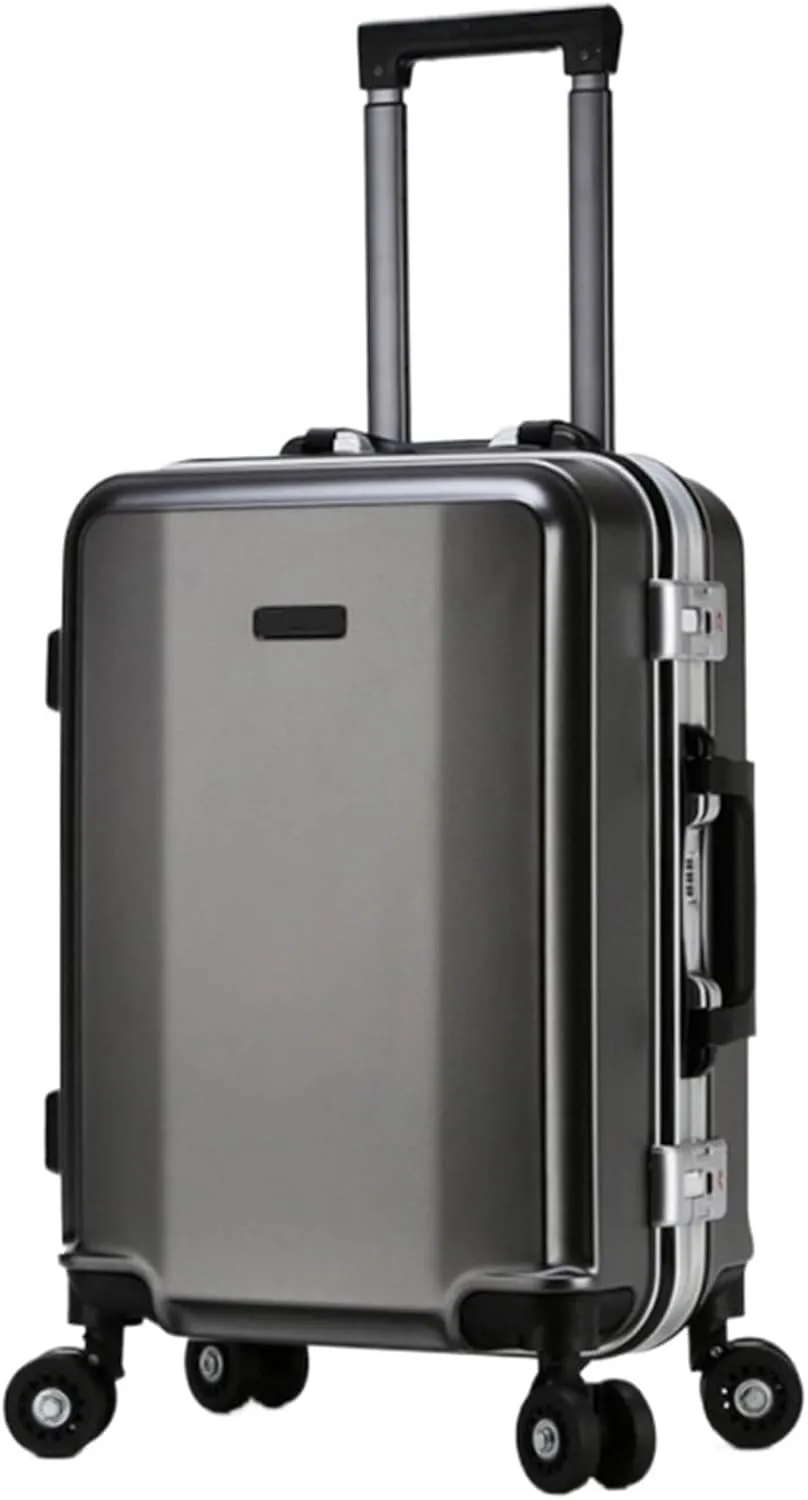 Carry-on Suitcase Luggage Aluminum Frame Double Buckle Password Luggage External Charging Smart Suitcase Carry-on Suitcases Carry On Luggages, 22in,F-24in (E 20in)
