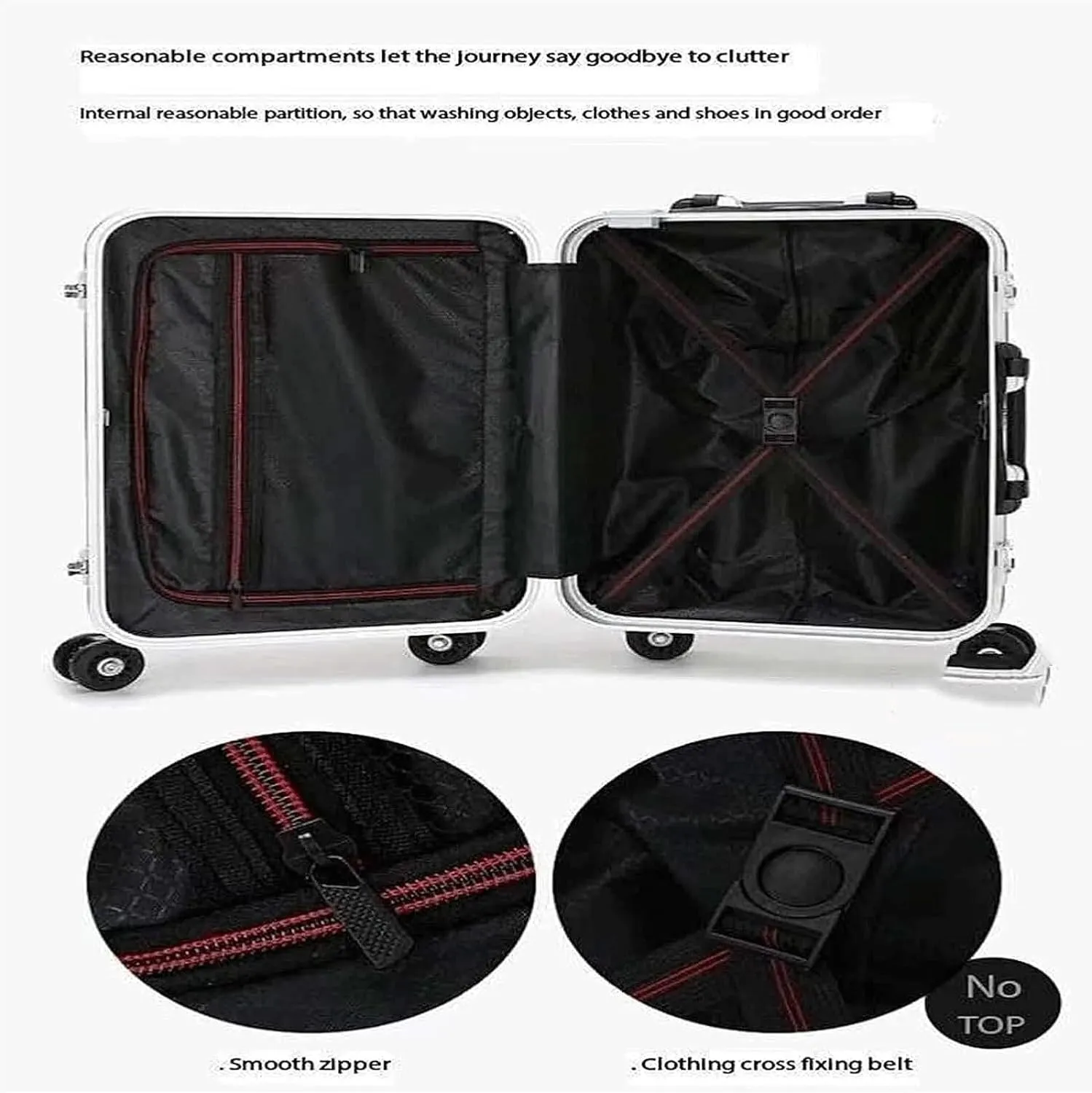 Carry-on Suitcase Luggage Aluminum Frame Double Buckle Password Luggage External Charging Smart Suitcase Carry-on Suitcases Carry On Luggages,E-26in (D 26in)