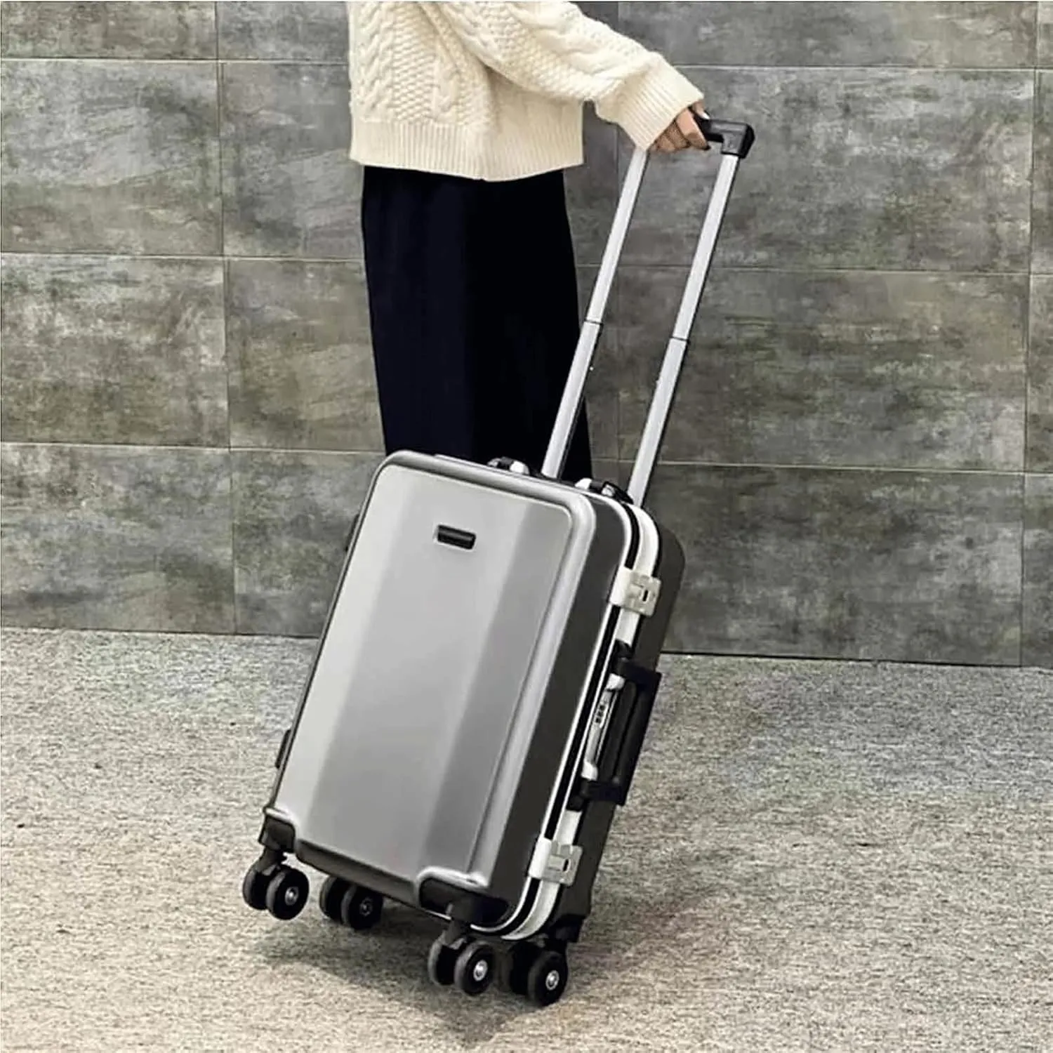 Carry-on Suitcase Luggage Aluminum Frame Double Buckle Password Luggage External Charging Smart Suitcase Carry-on Suitcases Carry On Luggages,E-26in (D 26in)