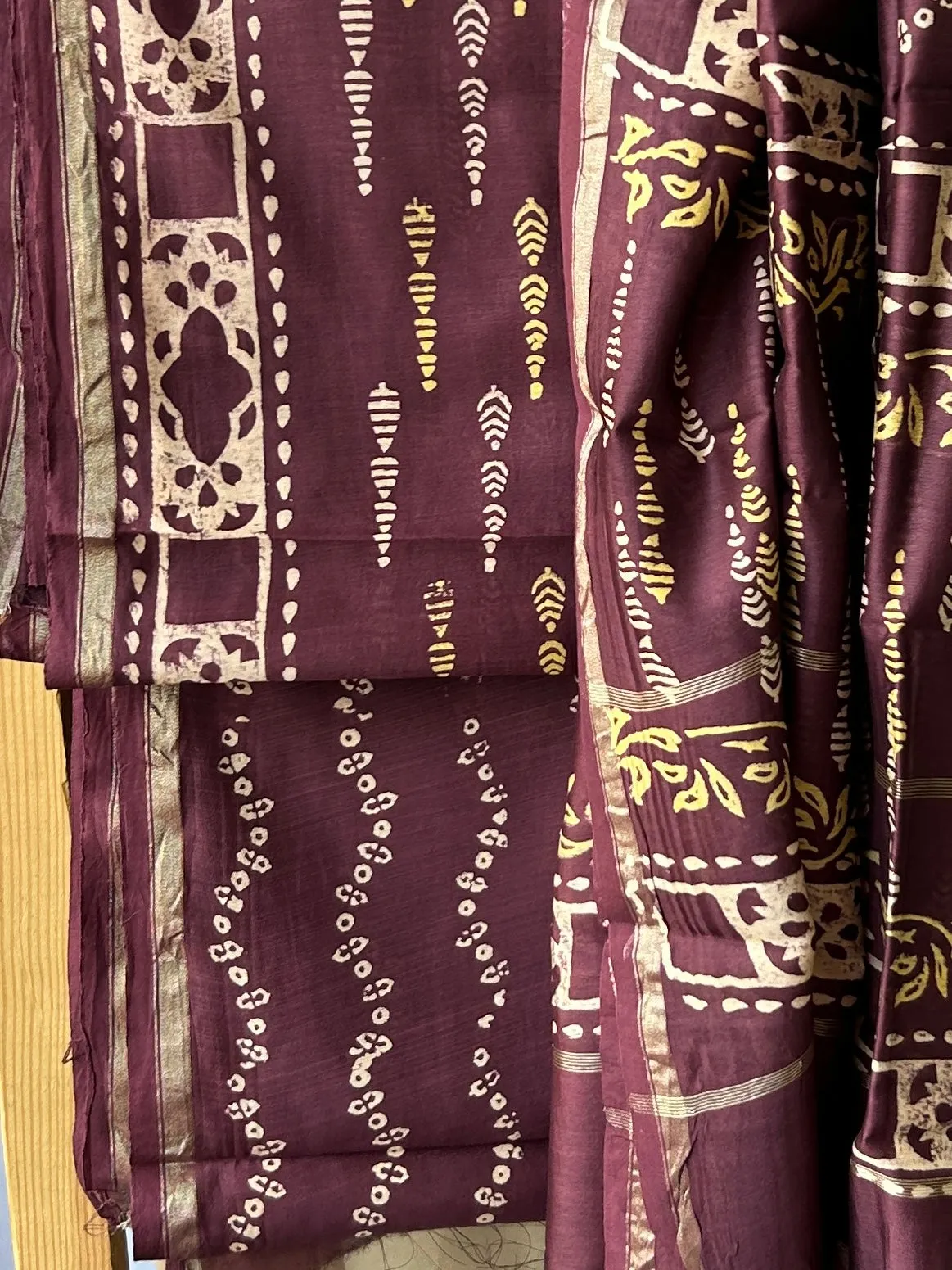 Chanderi 4 ply Pure Silk Cotton Hand Blockprint Dress Material