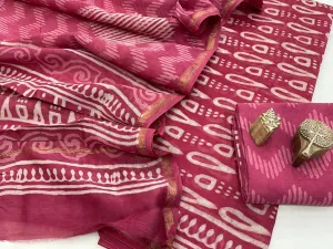 Chanderi Hand BlockPrint Silk Cotton Dress Material