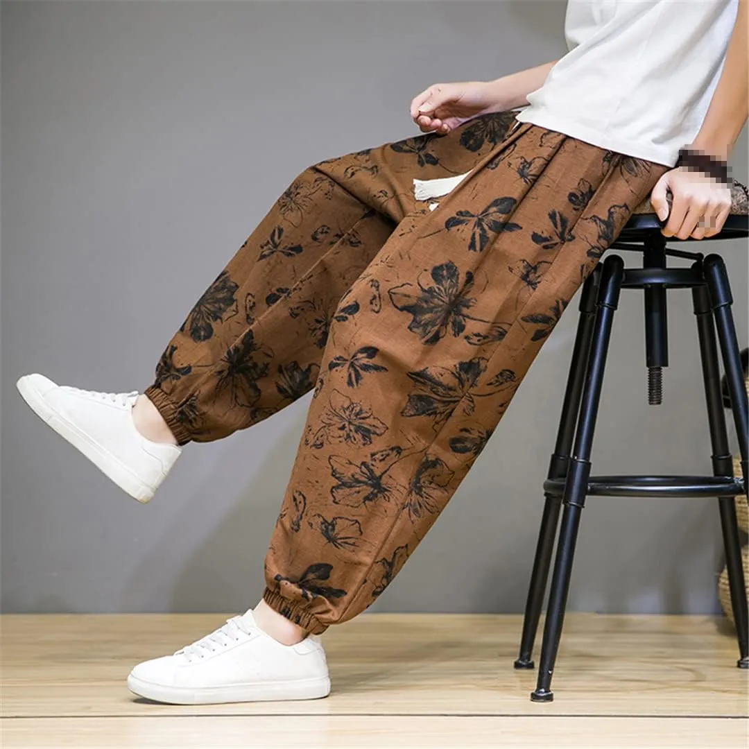China Style Men's Joggers Pants Thin Bloomers Harem Pants Printed Casual Hip Hop Trousers