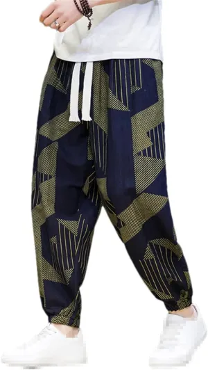 China Style Men's Joggers Pants Thin Bloomers Harem Pants Printed Casual Hip Hop Trousers