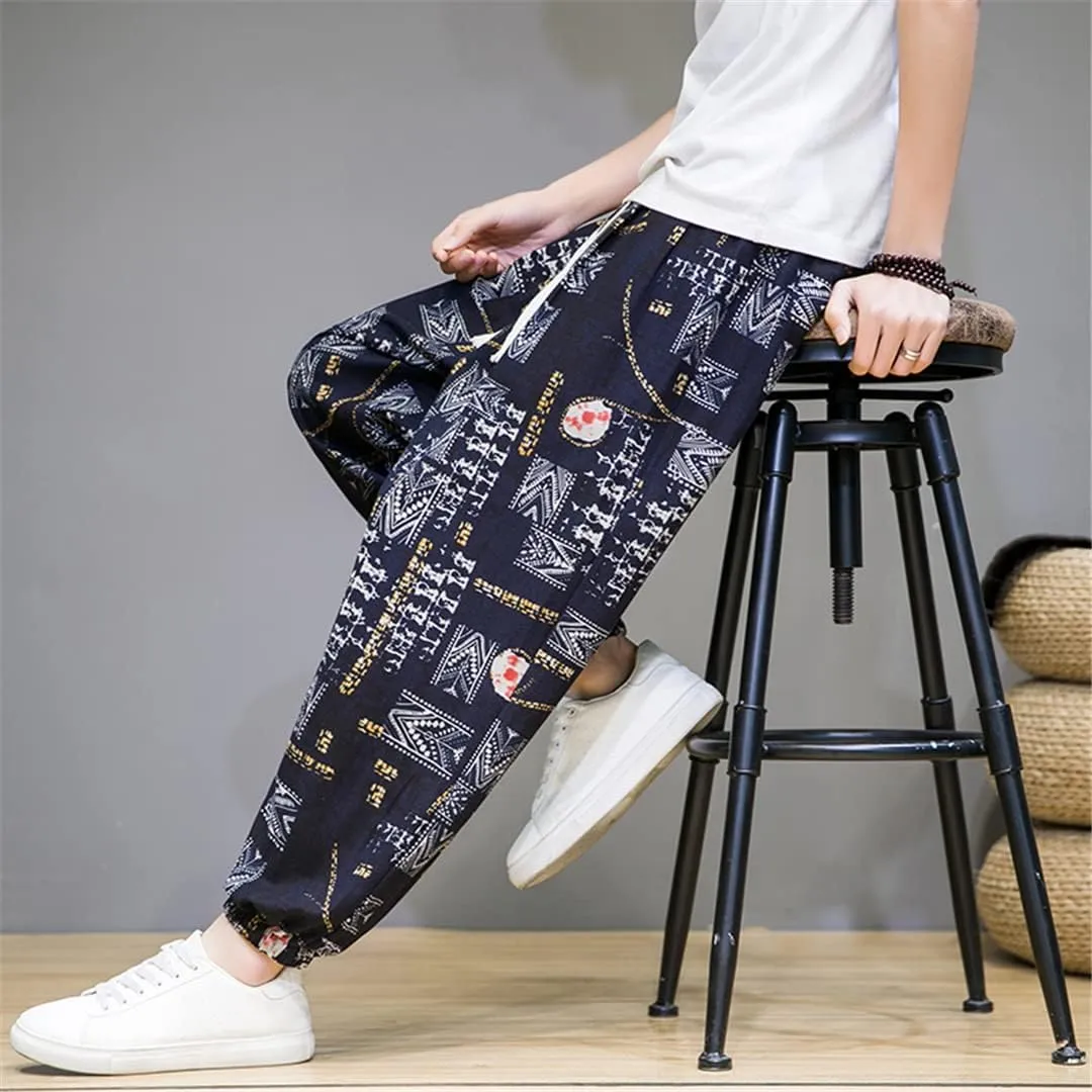 China Style Men's Joggers Pants Thin Bloomers Harem Pants Printed Casual Hip Hop Trousers