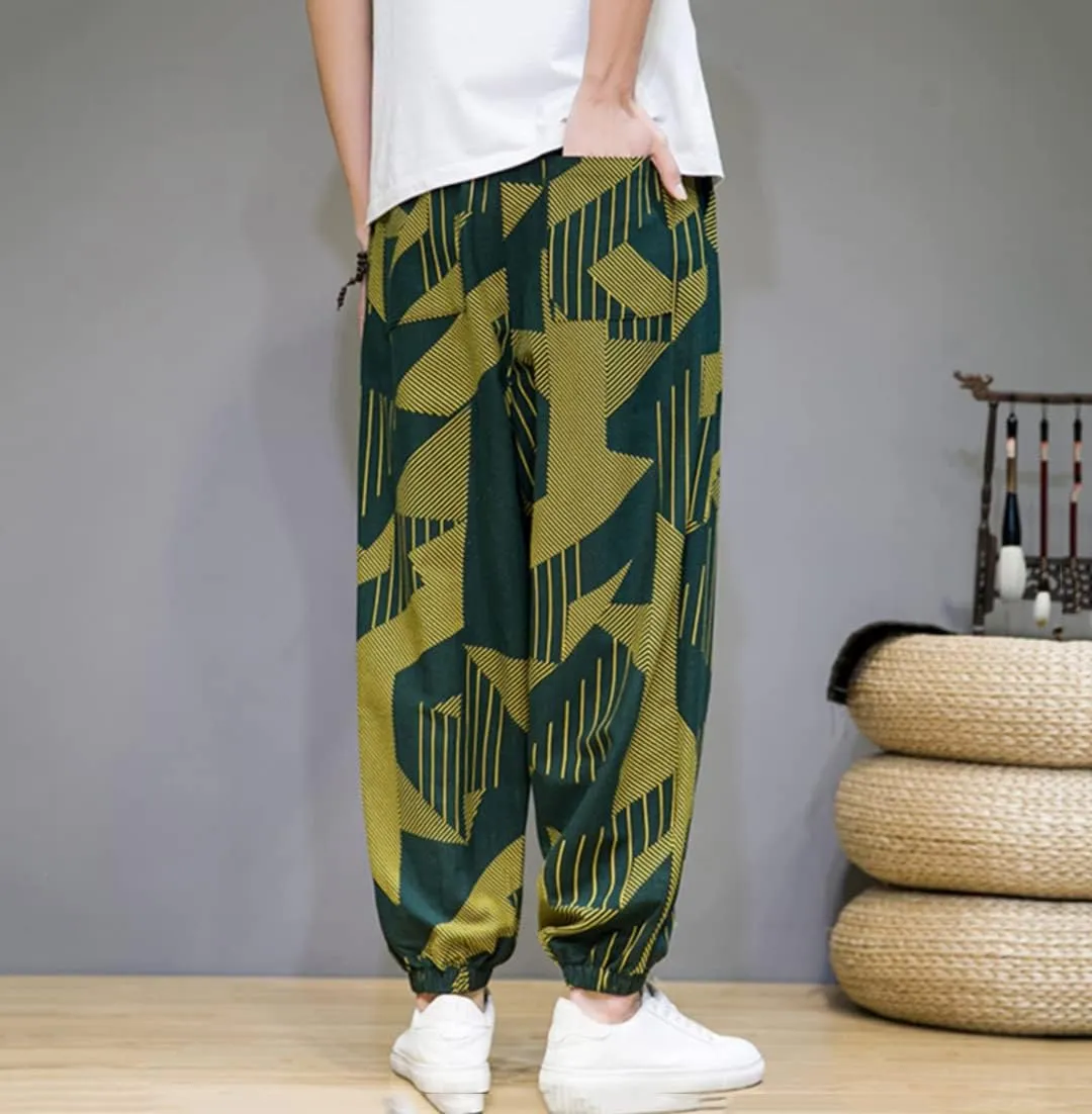 China Style Men's Joggers Pants Thin Bloomers Harem Pants Printed Casual Hip Hop Trousers