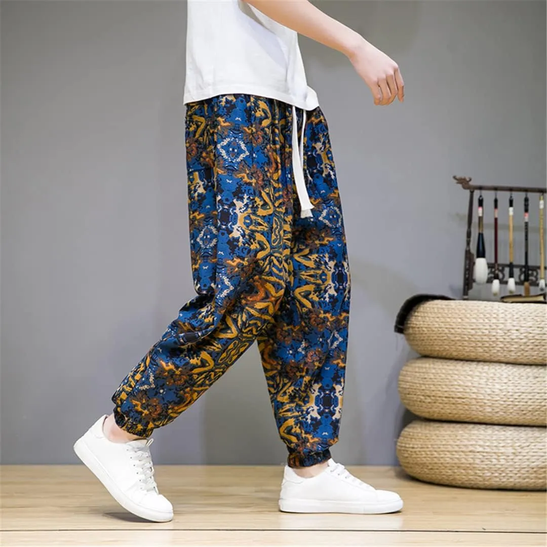 China Style Men's Joggers Pants Thin Bloomers Harem Pants Printed Casual Hip Hop Trousers
