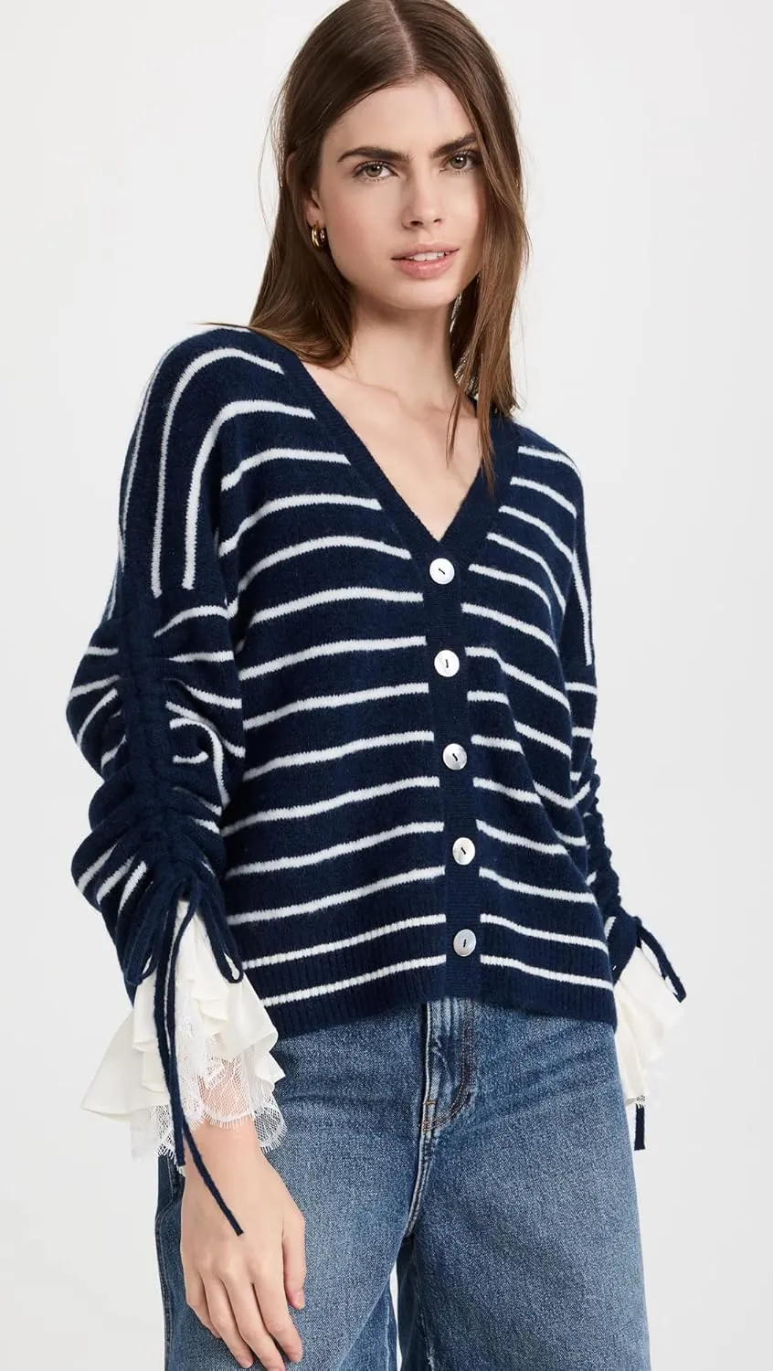 Cinq  Sept Women's Striped Atlas Cardigan