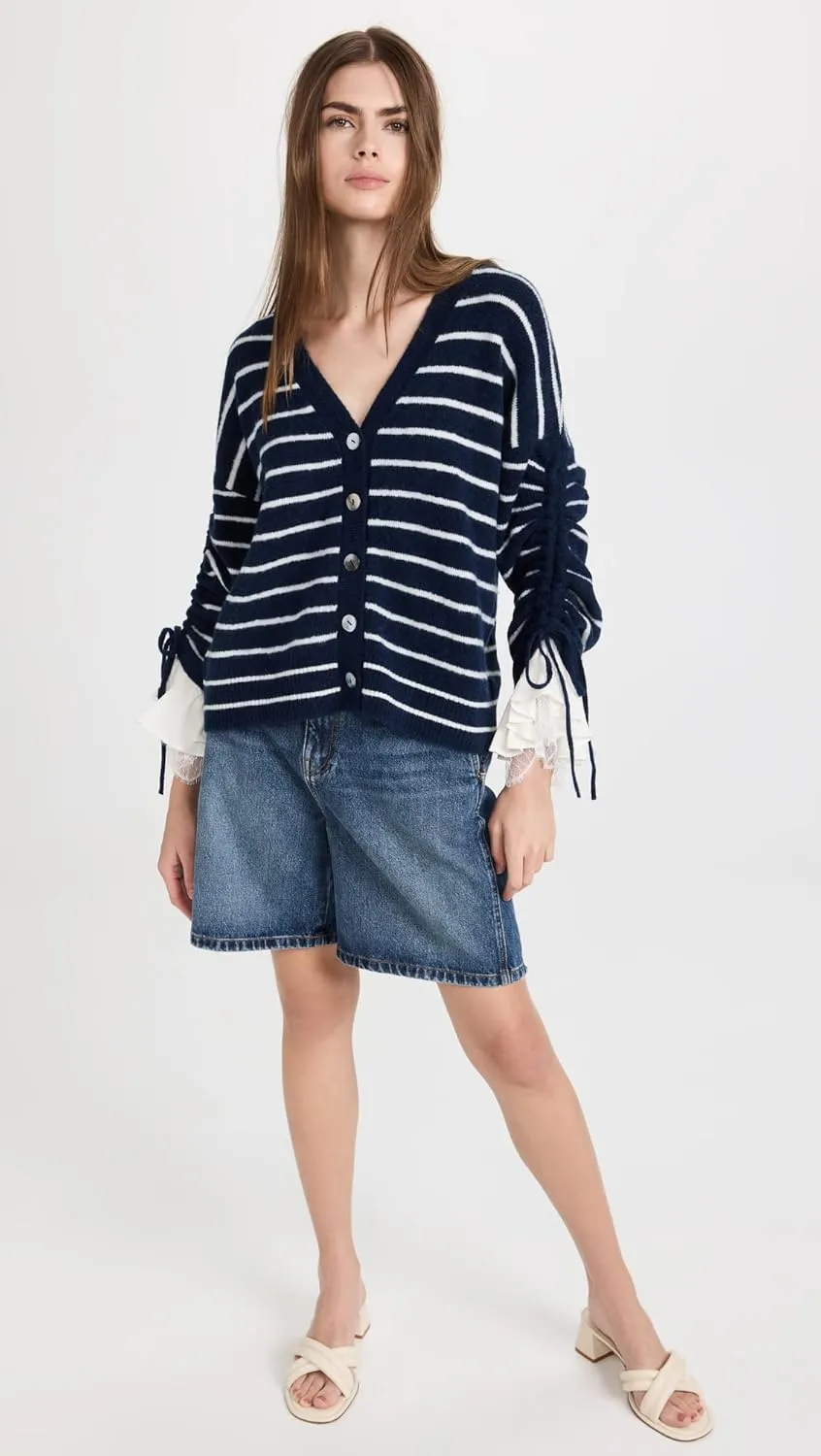 Cinq  Sept Women's Striped Atlas Cardigan