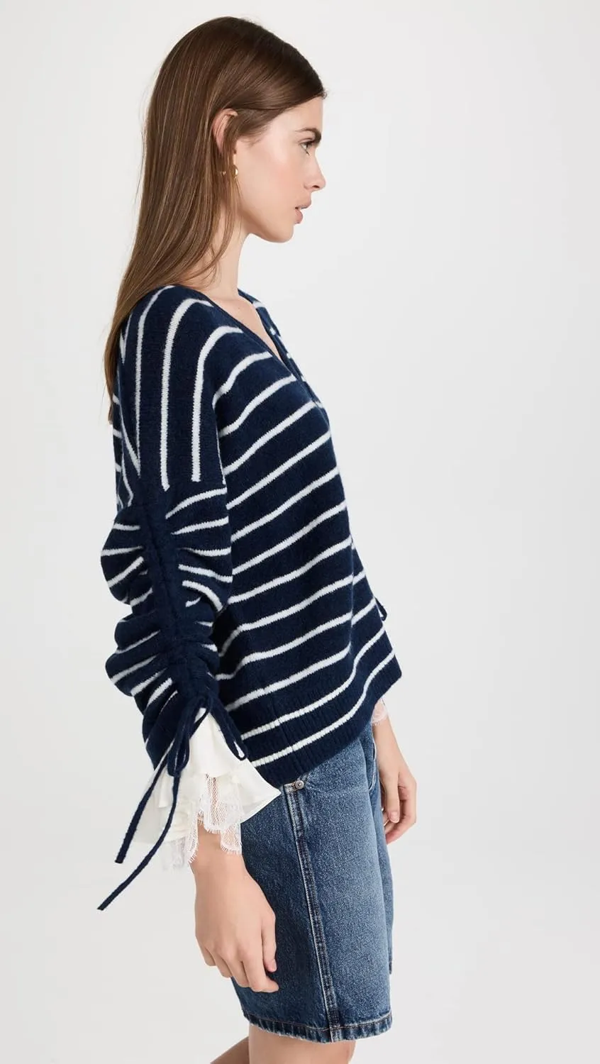 Cinq  Sept Women's Striped Atlas Cardigan