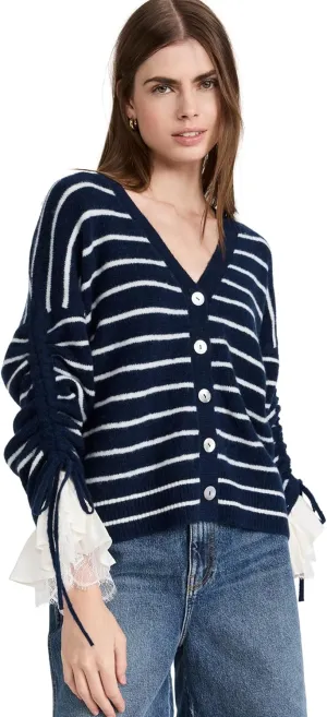 Cinq  Sept Women's Striped Atlas Cardigan